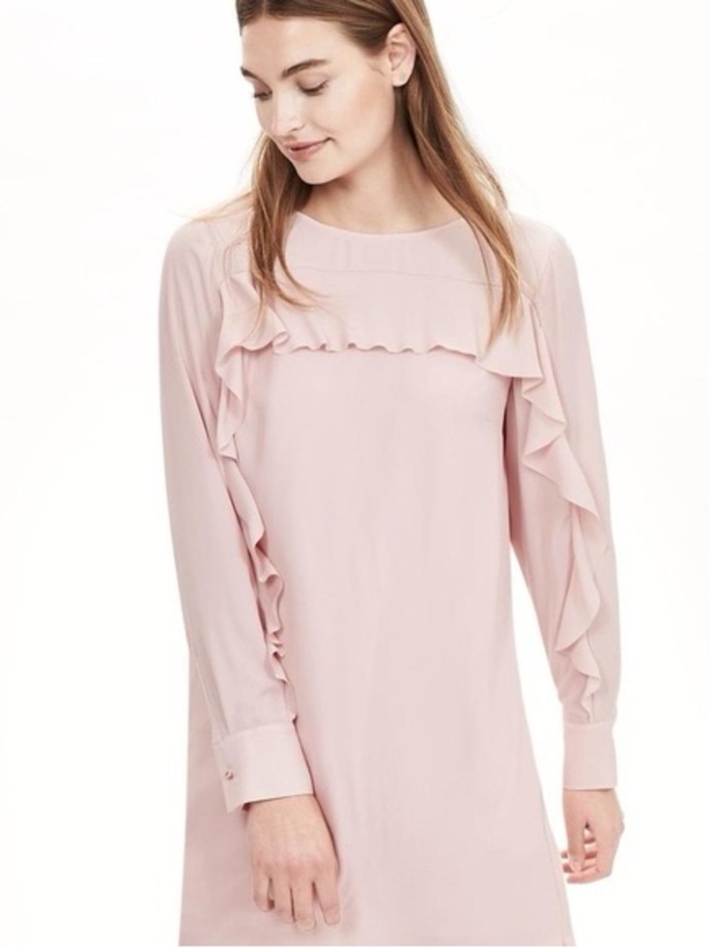 Banana Republic Ruffle-Trim Midi Dress - Blush Pink